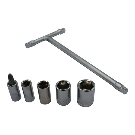 WMP MINI T-HANDLE SOCKET SET 6/8/10/12/14MM +PHILLIPS#2