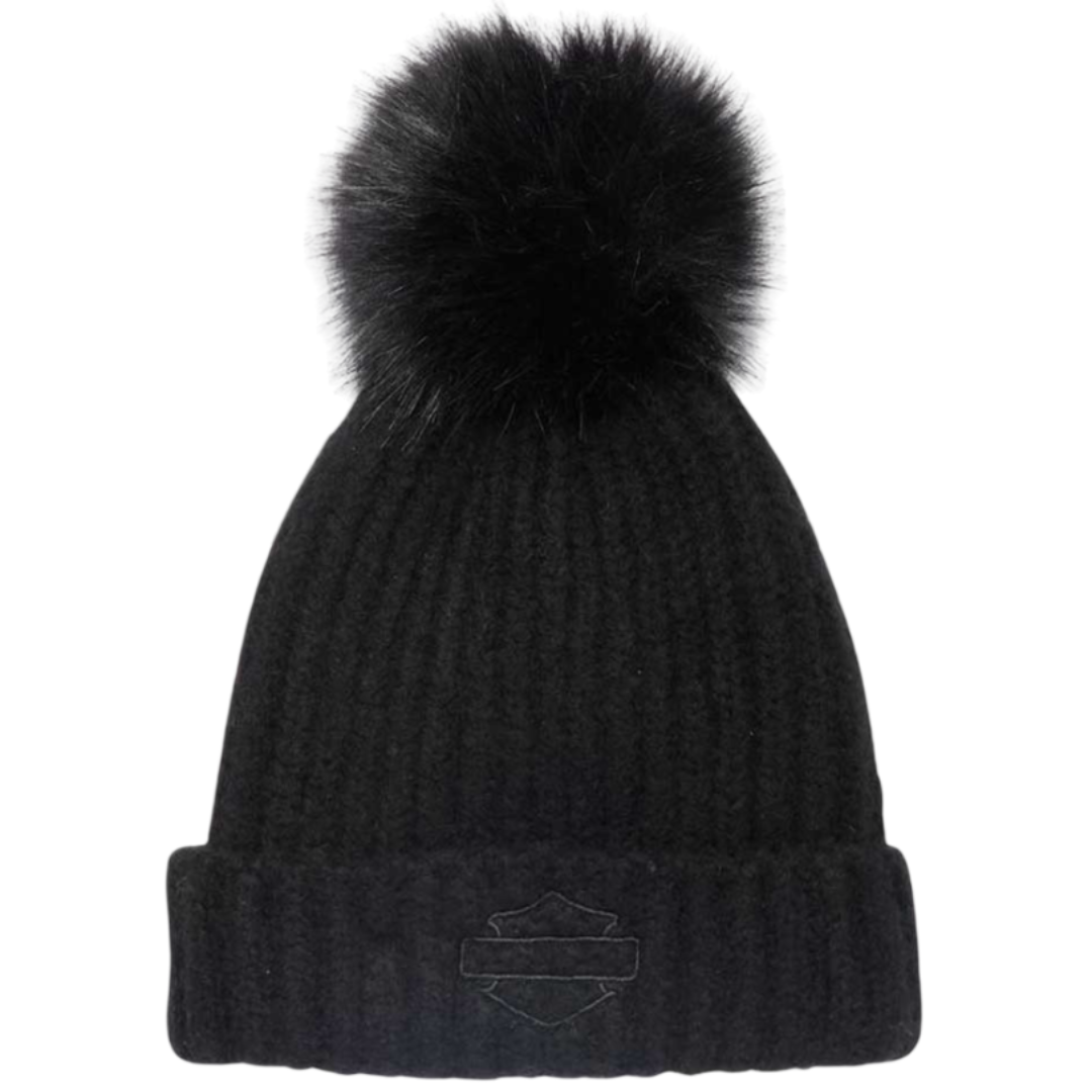 Harley-Davidson Women's Fireside Pom Pom Beanie Hat - Black