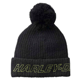 Harley-Davidson Women's HDMC Pom Pom Knit Beanie Hat - Black