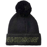 Harley-Davidson Women's HDMC Pom Pom Knit Beanie Hat - Black