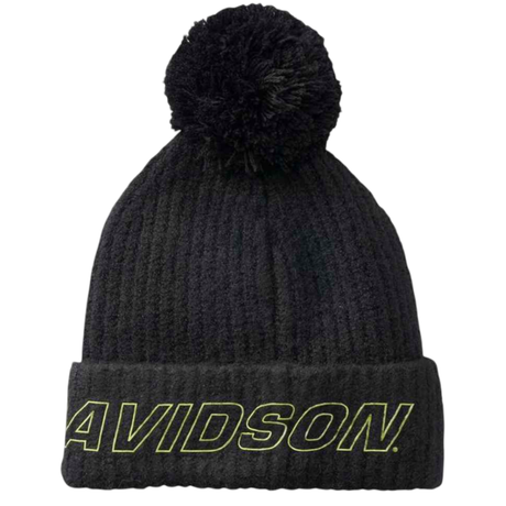 Harley-Davidson Women's HDMC Pom Pom Knit Beanie Hat - Black