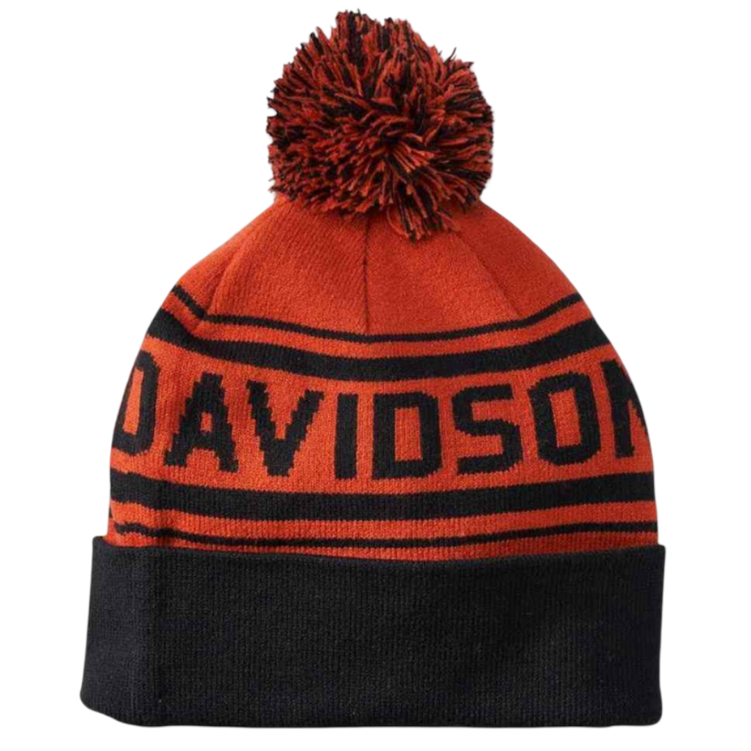 Harley-Davidson Men's Combustion Pom Knit Beanie Hat - Orange