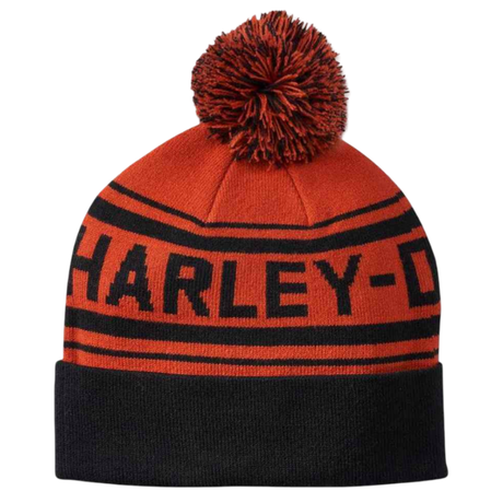 Harley-Davidson Men's Combustion Pom Knit Beanie Hat - Orange