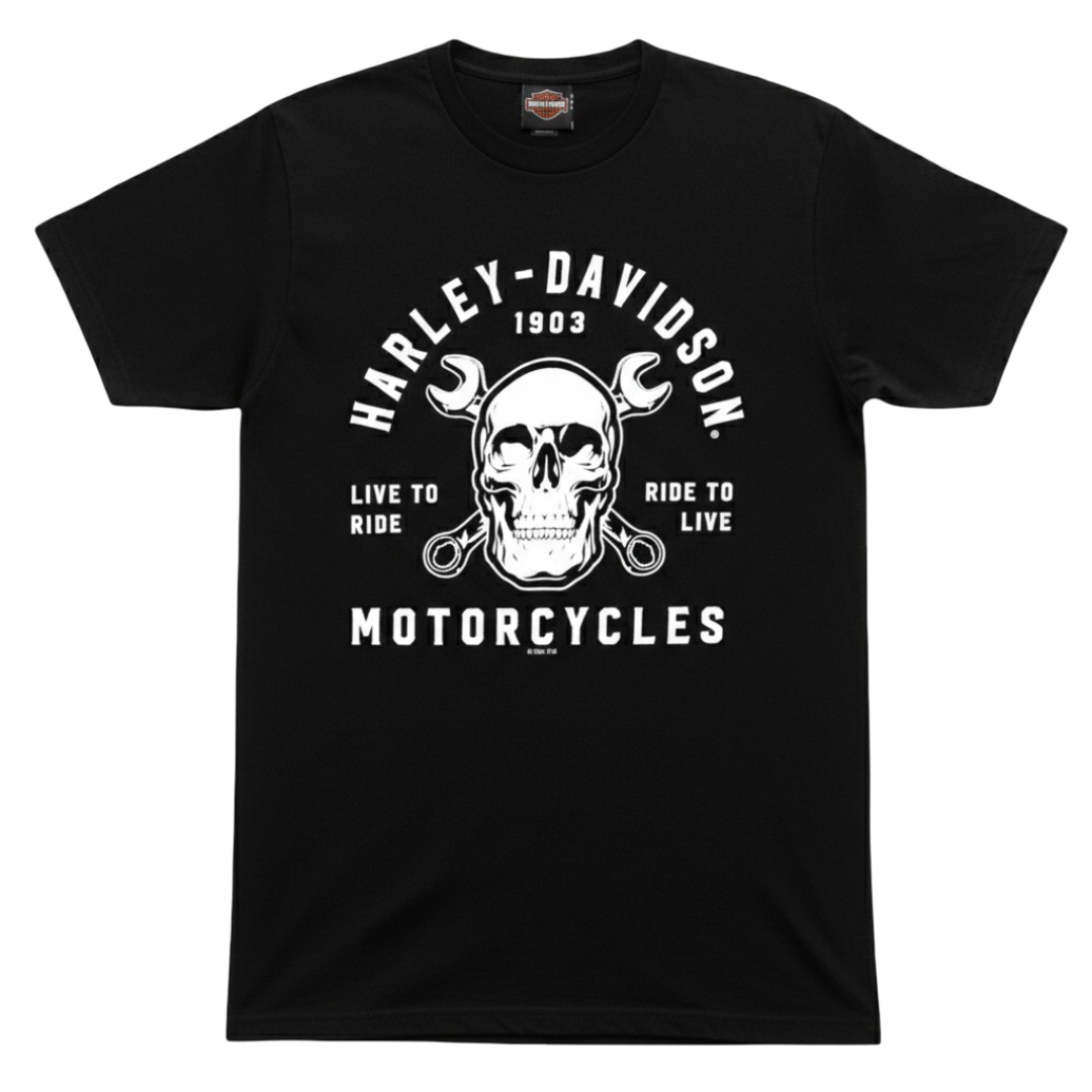 Harley-Davidson Men's Skull Wrench T-Shirt - Black