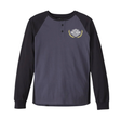 Long-sleeve shirt with black sleeves and gray body on a white background