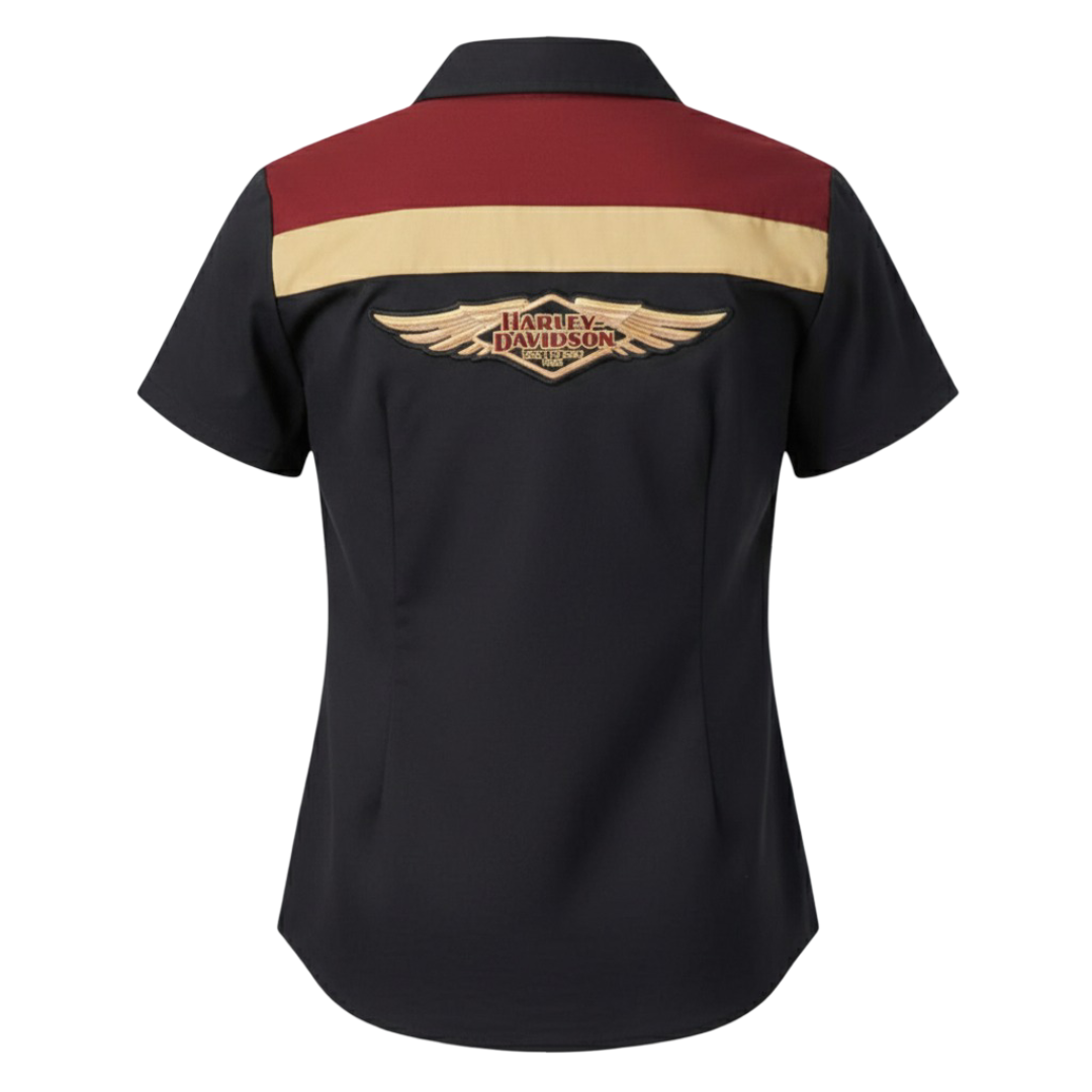 Harley-Davidson Women's 120th Anniversary Zip Front Shirt - Black