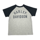 Harley-Davidson Kids' Eagle Colorblocked Short Sleeve Raglan Tee - Gray