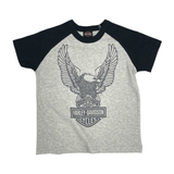 Harley-Davidson Kids' Eagle Colorblocked Short Sleeve Raglan Tee - Gray