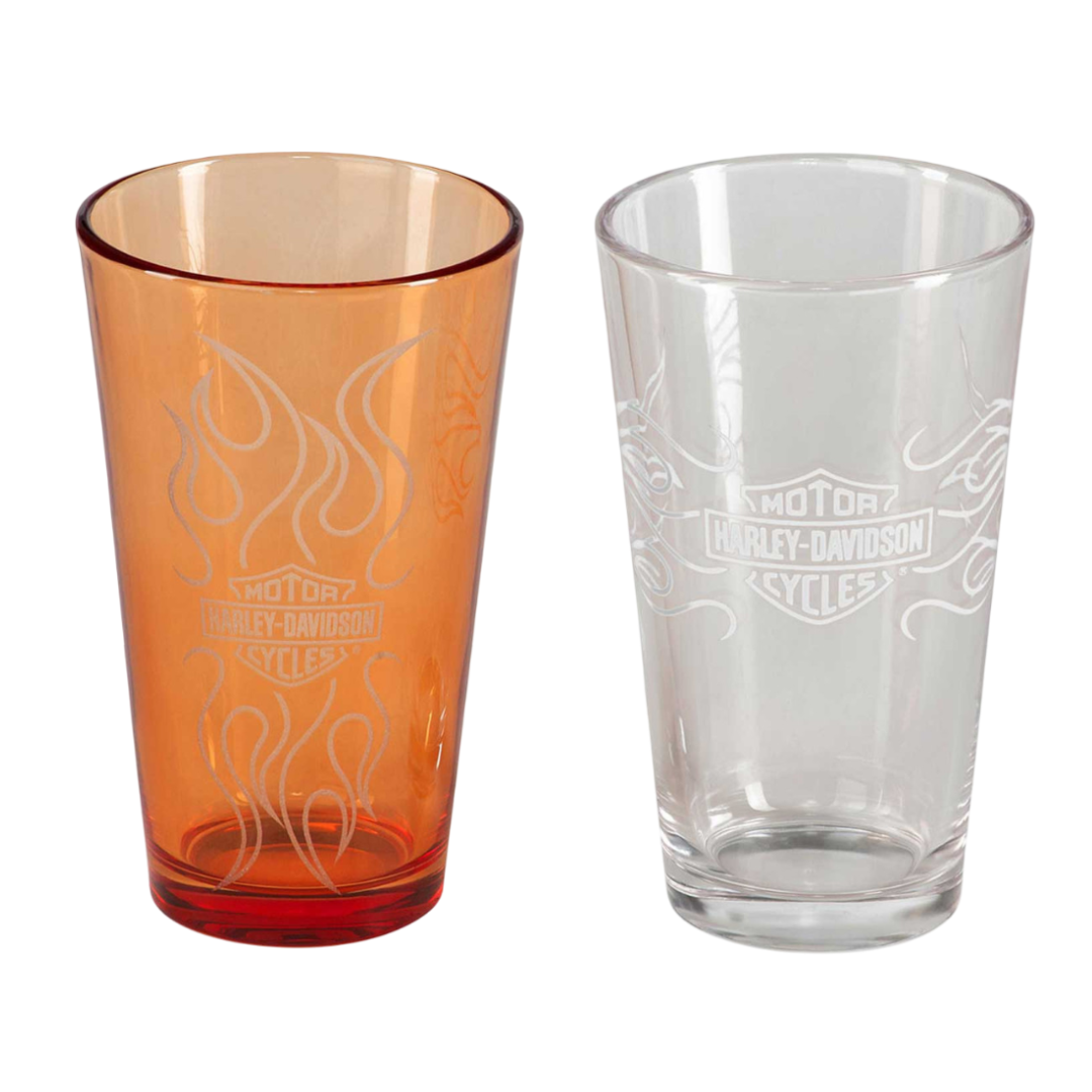 Harley-Davidson B&S Flames Pint Glass Set