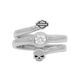 Harley-Davidson Women's B&S Skull Split Twist Ring - Silver