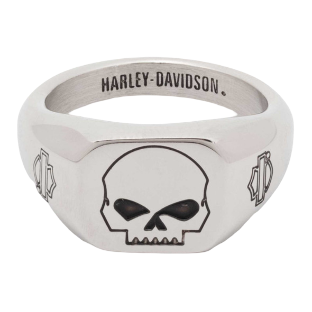 Harley-Davidson Men's Willie G Skull Beveled Edge Ring, Size 13