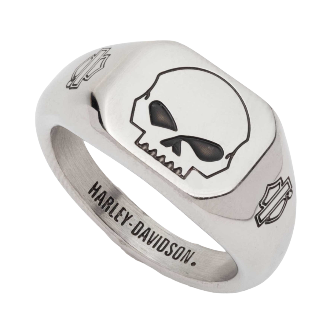 Harley-Davidson Men's Willie G Skull Beveled Edge Ring, Size 13