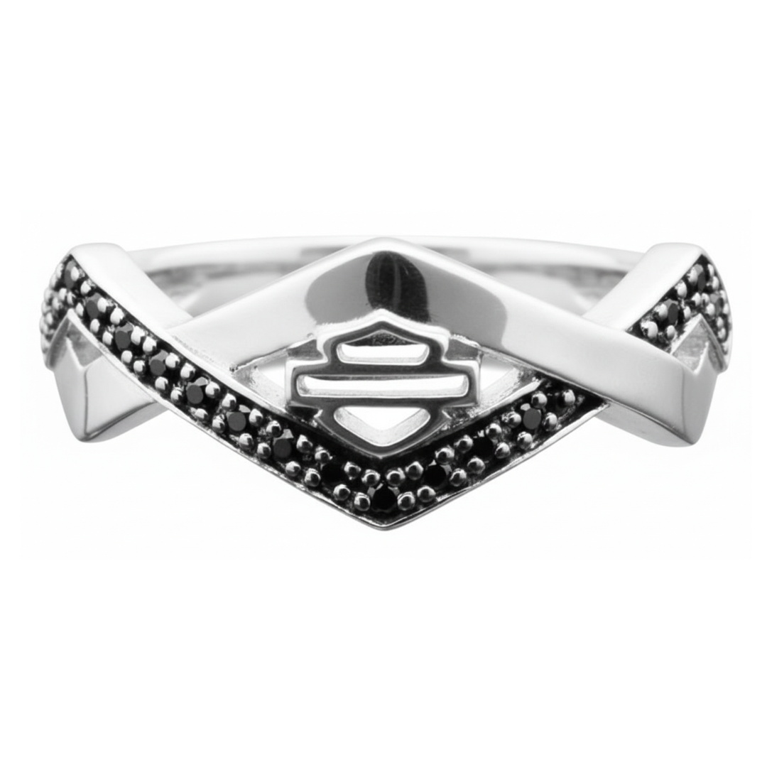Harley-Davidson Women's Diamond Festival Ring With Black Crystal
