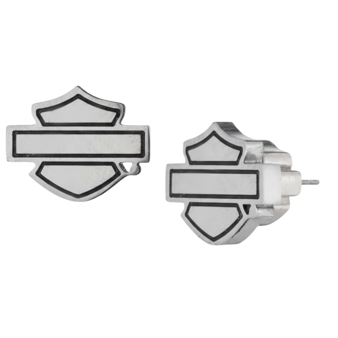 Harley-Davidson Women's 11mm Bar & Shield Logo Stud Earrings, Stainless Steel