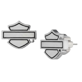 Harley-Davidson Women's 11mm Bar & Shield Logo Stud Earrings, Stainless Steel