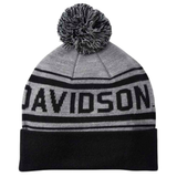 Harley-Davidson Men's Combustion Pom Knit Beanie Hat - Heather Grey