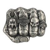 Harley-Davidson Men's Logo Knuckle Belt Buckle - Silver Nickel Finish