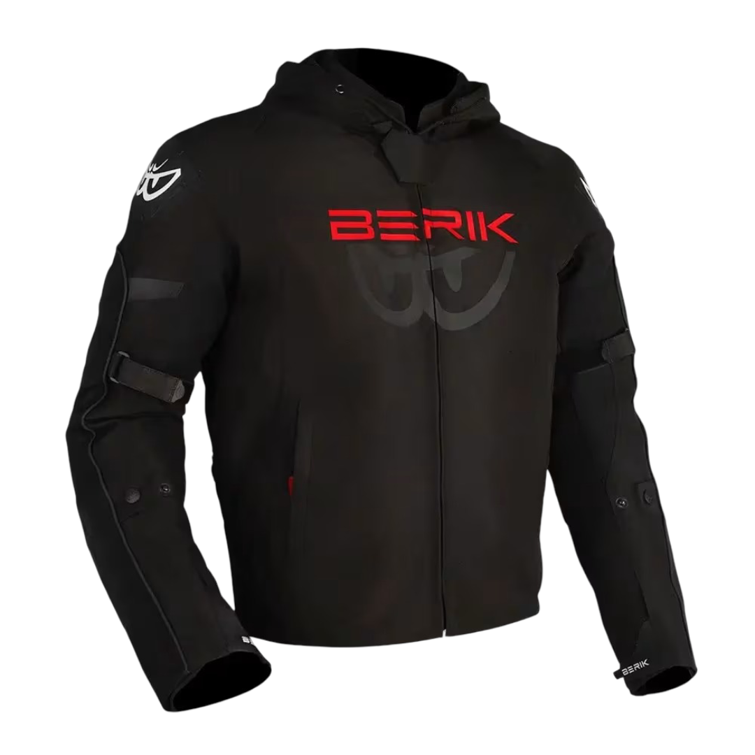 Berik Star Hoodie Jacket - Black/Fluro Red