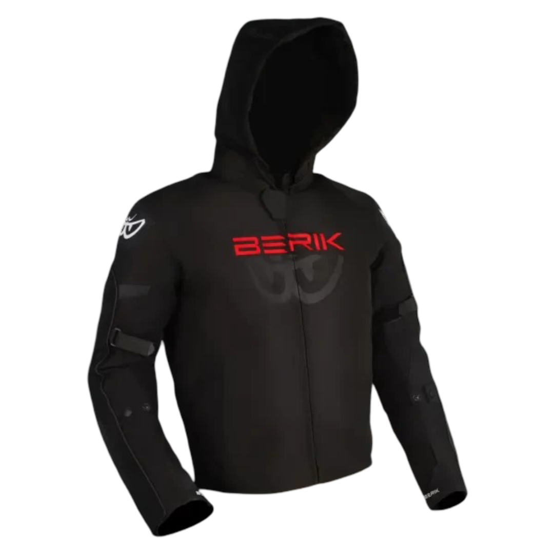 Berik Star Hoodie Jacket - Black/Fluro Red