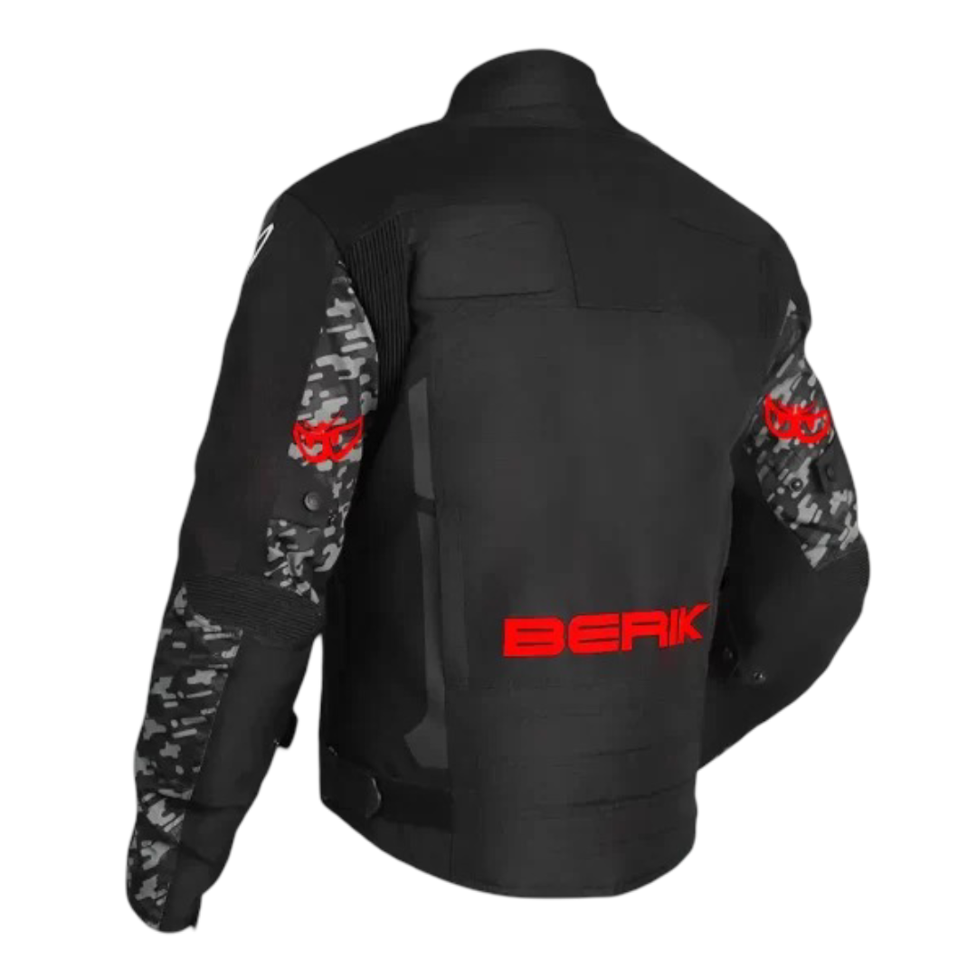 Berik Veloce Jacket - Black/Camo/Fluro Red