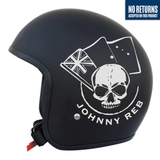 Johnny Reb Burke Aussie Skull Open Face Helmet - Matt Black/White