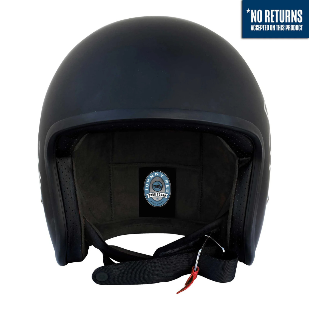 Johnny Reb Burke Aussie Skull Open Face Helmet - Matt Black/White