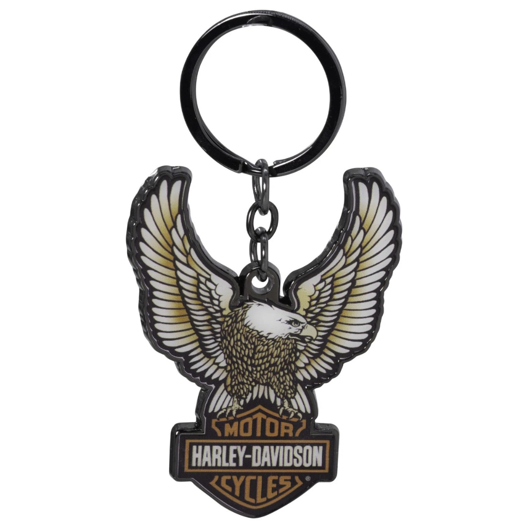 Harley-Davidson Domed Eagle Bar & Shield Logo Key Chain - Black