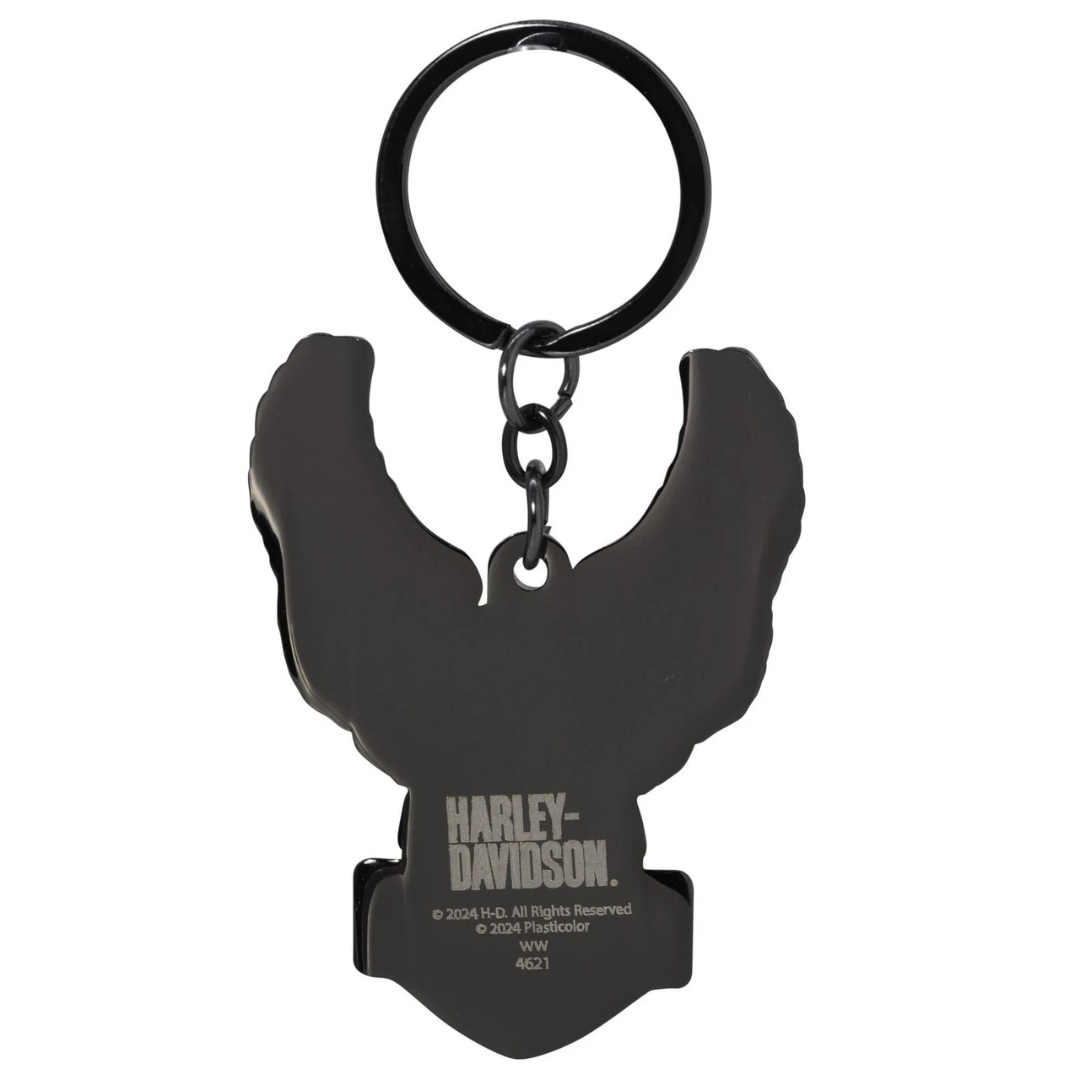 Harley-Davidson Domed Eagle Bar & Shield Logo Key Chain - Black