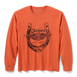 Orange long-sleeve shirt with Dickies logo on a white background