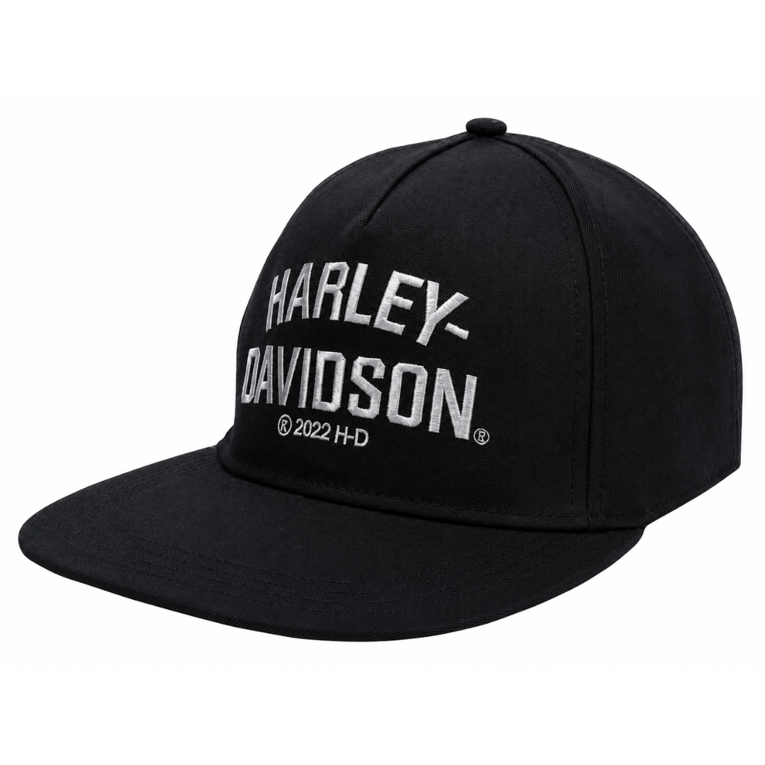 Harley-Davidson Little Boys' Twill Flat Brim Snap Back Toddler Cap - Black