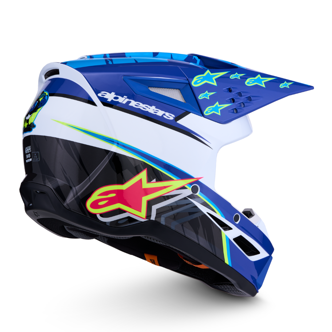 Alpinestars Falcon Youth Helmet Blue/White/Black/Pink Fluo/Yellow Fluo Glossy