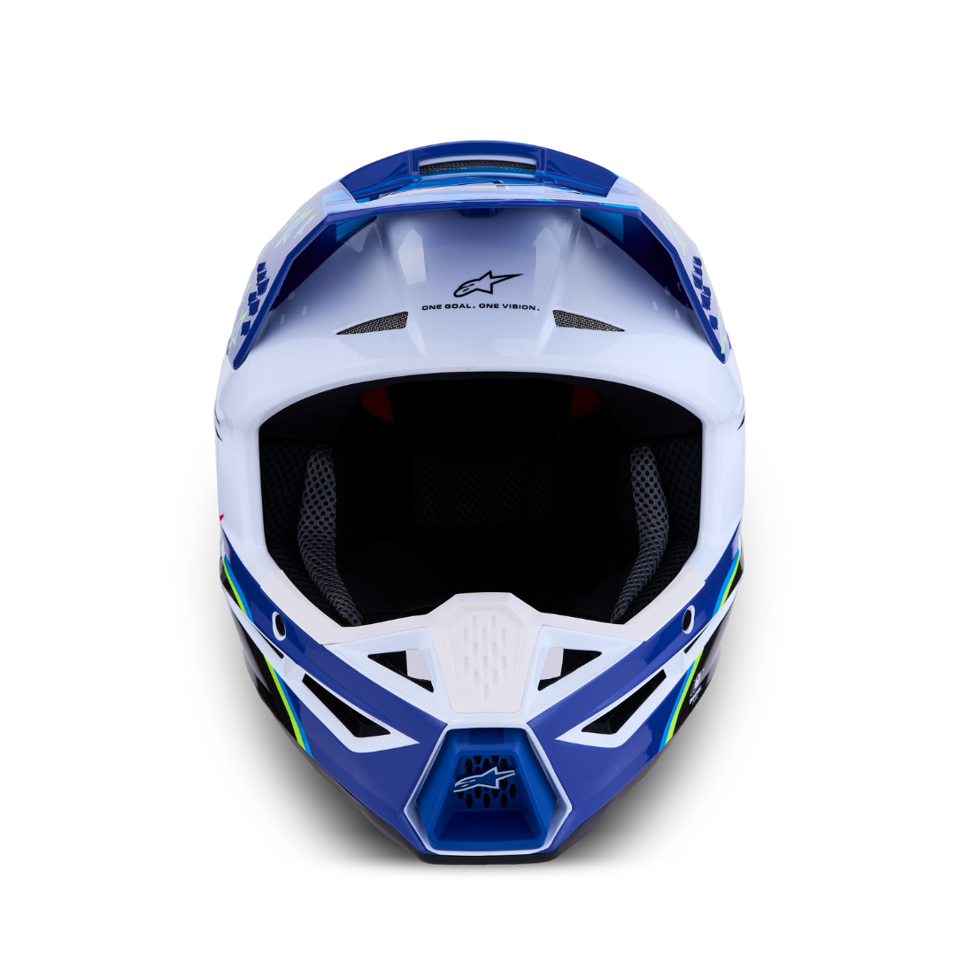 Alpinestars Falcon Youth Helmet Blue/White/Black/Pink Fluo/Yellow Fluo Glossy