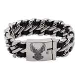 Harley-Davidson Men's B&S Flying Eagle Leather Stainless Steel Bracelet