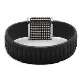 Harley-Davidson Men's 9 in. Bar & Shield Stud Silicone Bangle Bracelet, Black