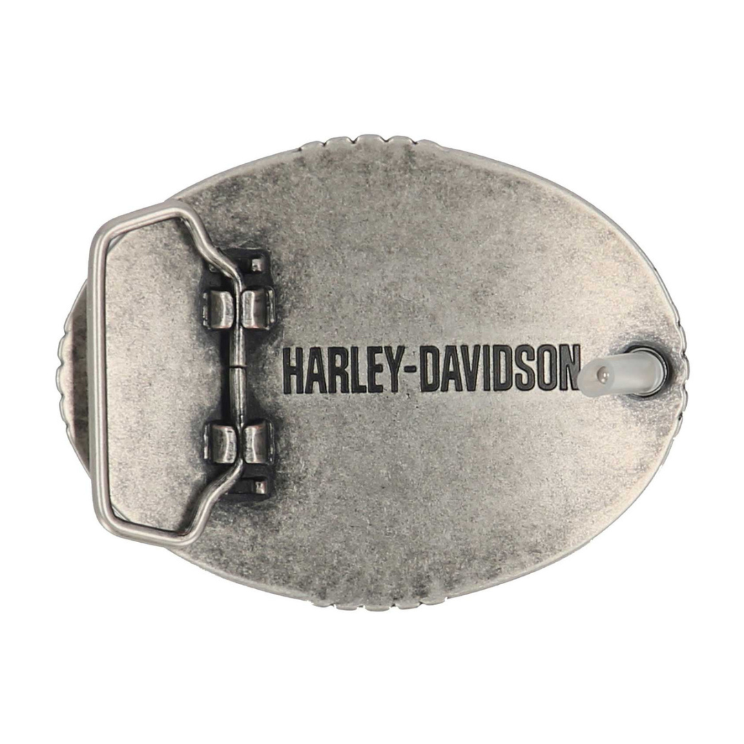 Harley-Davidson Men's Raised Willie G Skull Logo Belt Buckle - Nickel Finish
