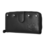 Harley-Davidson Women's Core Stud B&S Genuine Leather Tab Clutch Wallet - Black