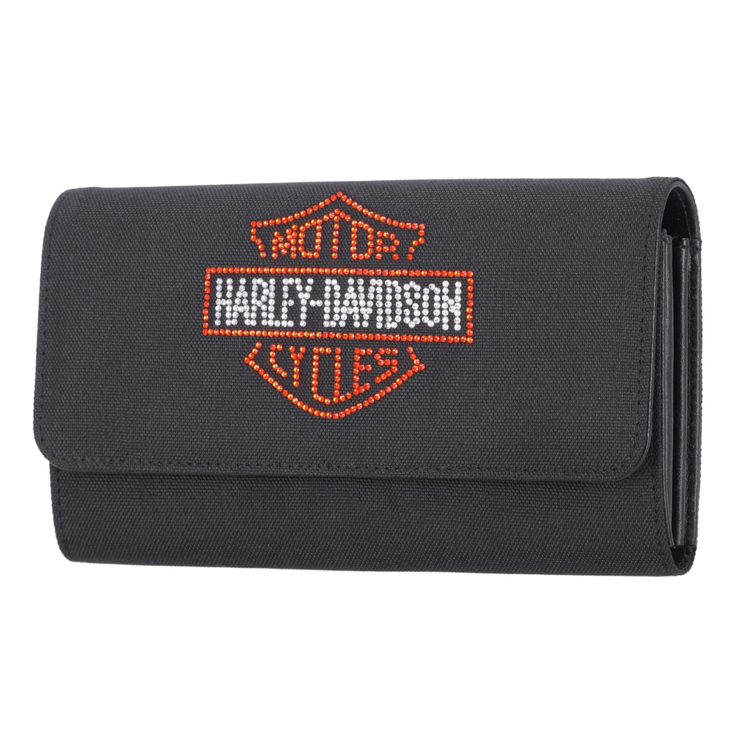 Harley-Davidson Women's Rhinestone Embellished Bar & Shield Clutch - Black
