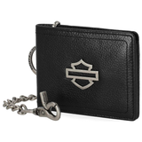 Harley-Davidson Men's Open B&S Slimfold Biker Chain Leather Wallet - Black