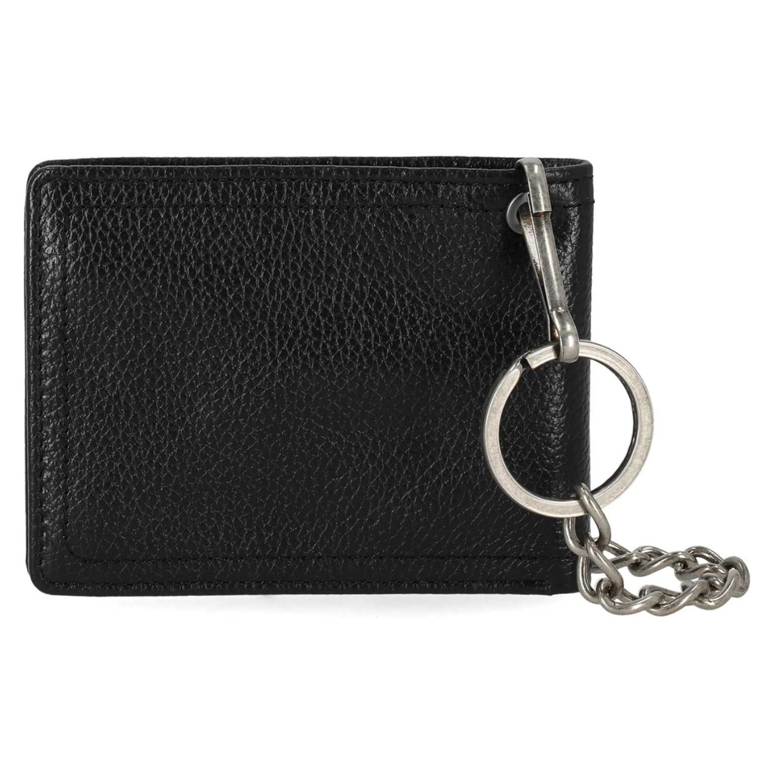 Harley-Davidson Men's Open B&S Slimfold Biker Chain Leather Wallet - Black