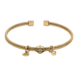 Harley-Davidson Women's Bar & Shield Charms Textured Cuff Bracelet - Gold
