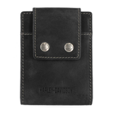 Harley-Davidson Men's Smooth Grain Snap Front Pocket Billfold Wallet - Black