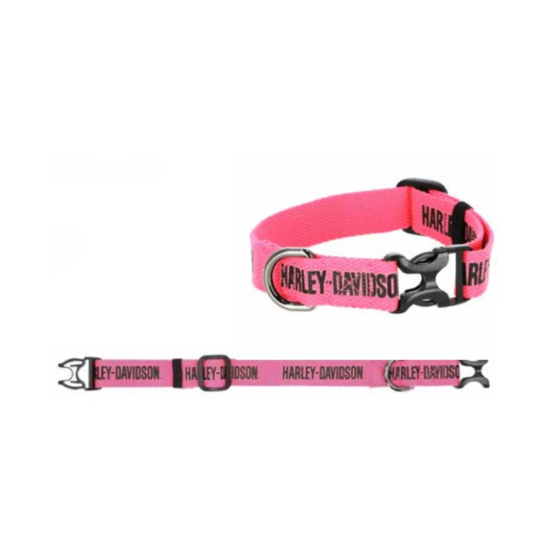 Harley-Davidson Cotton Webbing H-D Text Adjustable Pet Collar – Pink