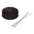 WMP EXHAUST WRAP BLACK 50mm (15m ROLL) - WITH 4 S/S TIES