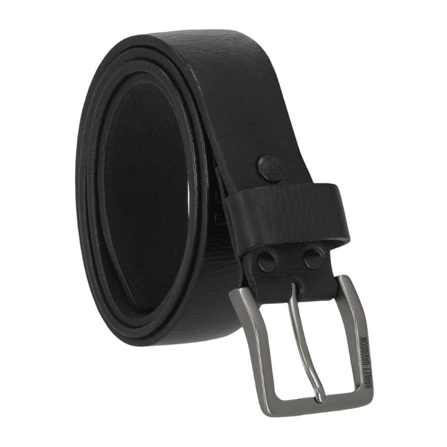 Harley-Davidson Men's Embossed H-D Logo Genuine Leather Belt - Black