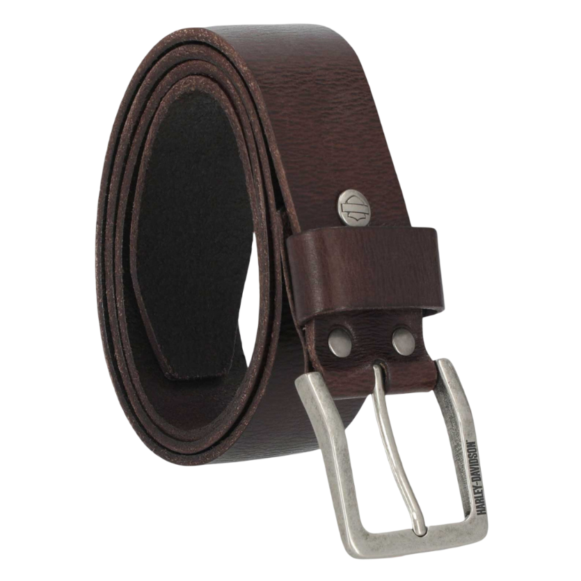 Harley-Davidson Men's Embossed H-D Logo Genuine Leather Belt -  Brown