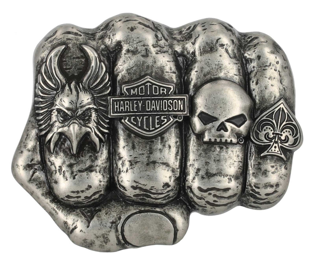 Harley-Davidson Men's Logo Knuckle Belt Buckle - Silver Nickel Finish